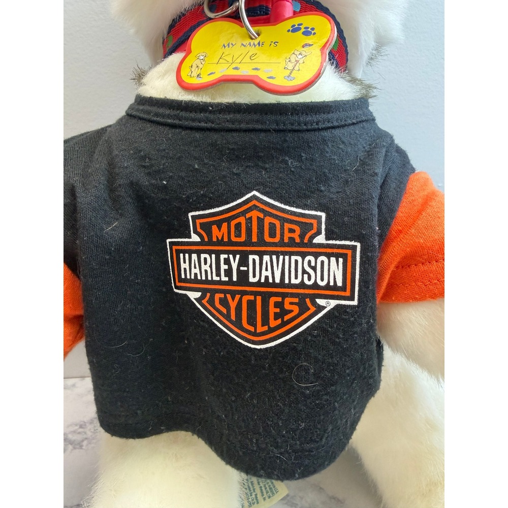 Build-A-Bear Husky Plush Harley-Davidson Biker Outfit Leather Jacket Jeans 16" - Picture 9 of 16